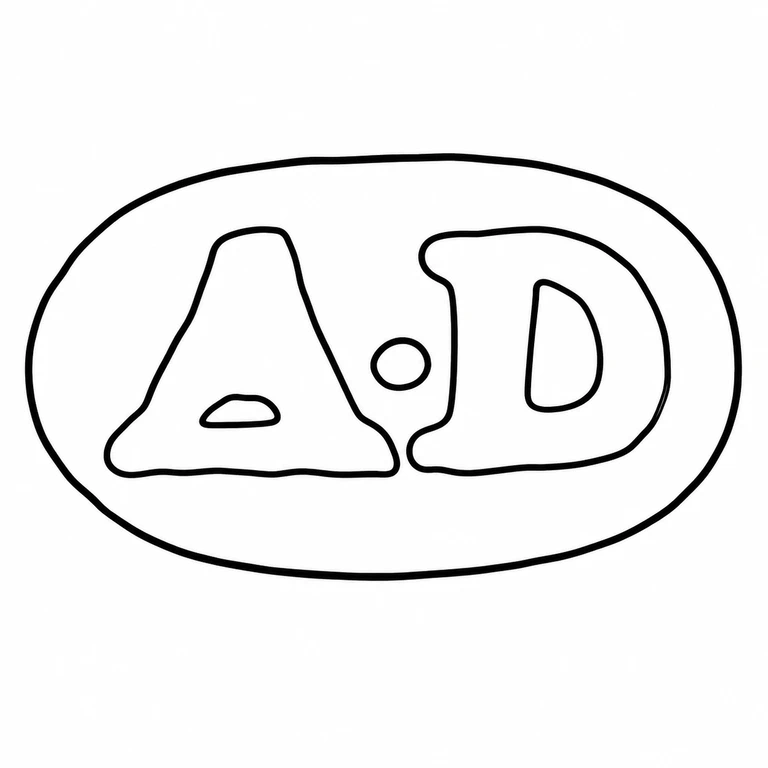 Archibald Douglas: The oval cartouche, left A-dot-right D sequence, and triangular inner counter of the A are all present in the source and retained by the drawing. line reconstruction.