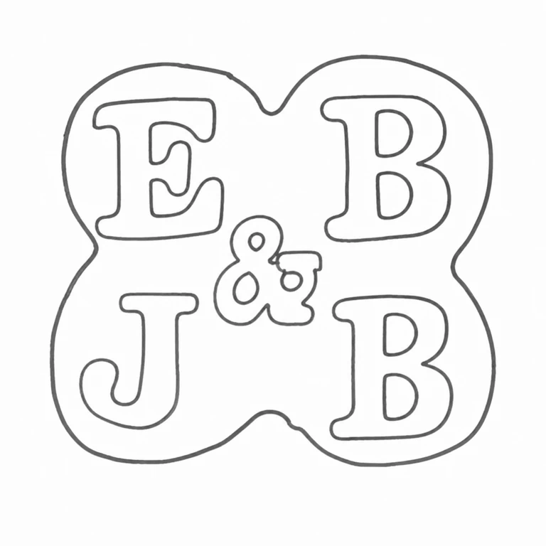 Edward & John Barnard: Four connected lobes retain EB above, J and B below, central ampersand; line reconstruction.
