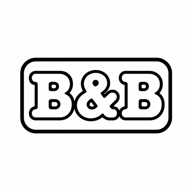 Bacon & Bill (Charles Walter Bacon & Frank Bill): Matching block letters, central ampersand, and rounded rectangle retained. line reconstruction.