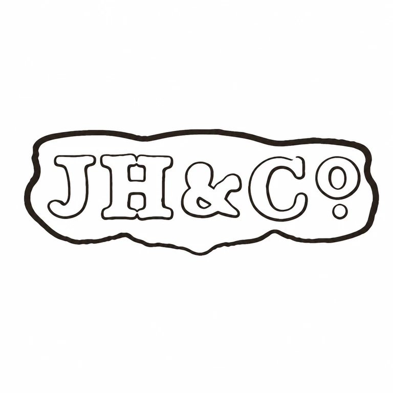 James Howden & Co: The initial pair, ampersand, following initial, and raised final character are retained within the elongated irregular plaque. line reconstruction.