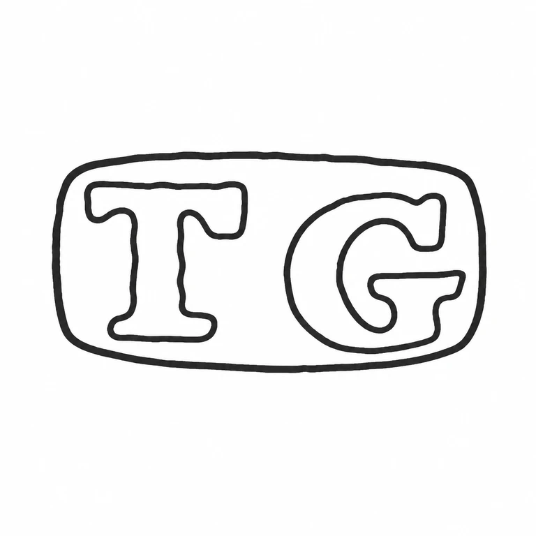 Thomas Grove: Two left-to-right letterforms are retained within one horizontal rounded cartouche; the source-supported outer contour and the inner contours of both letters are represented. line reconstruction.