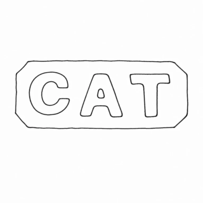 C A T: The left-to-right CAT lettering and chamfered oblong punch border are retained; line reconstruction.