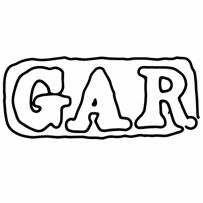 George Alfred Retchford: The three initials and enclosing horizontal cartouche reproduce the source's order and orientation. line reconstruction.