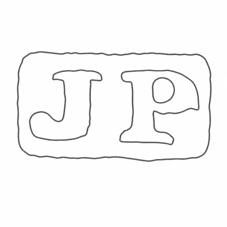 Jesse Parkes: JP is retained inside the rounded rectangular cartouche; line reconstruction.