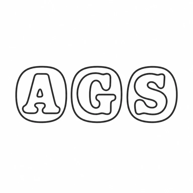 A G Sheppard Ltd: The three separately enclosed letter forms retain their circular borders, order, and internal letter geometry. line reconstruction.