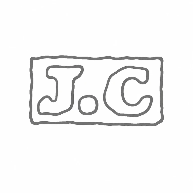 J C: The two-character reading, intervening separator and rectangular punch are preserved in the observed left-to-right layout. line reconstruction.