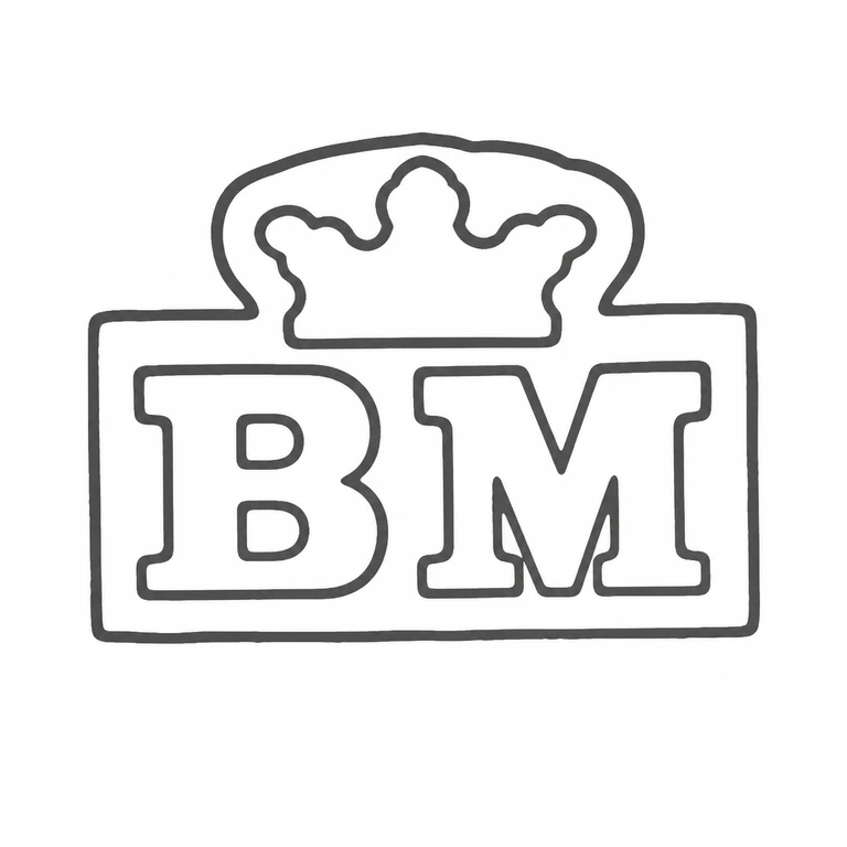 Mark reading Crowned rectangular mark, internal initials, and their left-to-right order are retained; the crown and enclosing cartouche match the visi…; line reconstruction