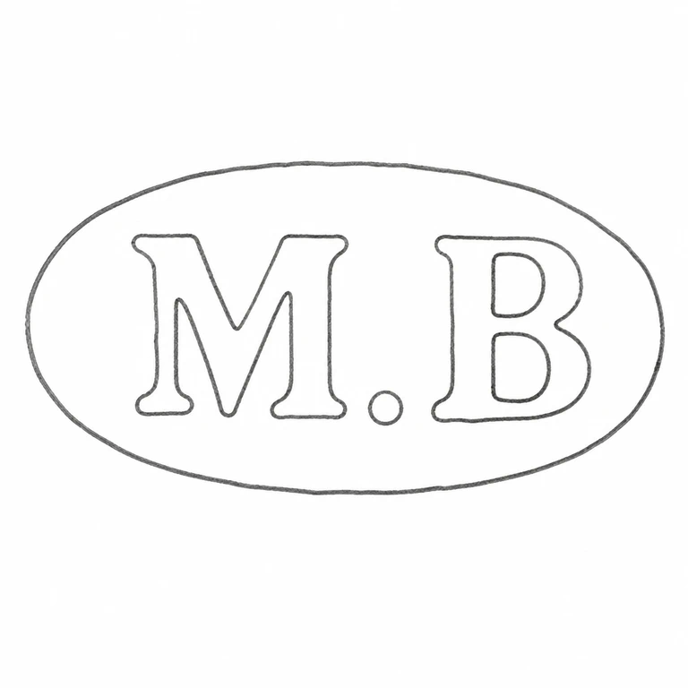 Marcus Beaver M Beaver Ltd: M.B, its intervening dot, enclosing oval are retained without extra content; line reconstruction.