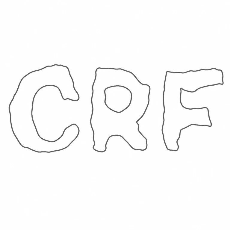C R F: Standalone C, R, F are retained left-to-right; no cartouche border is visible in the source or added; line reconstruction.