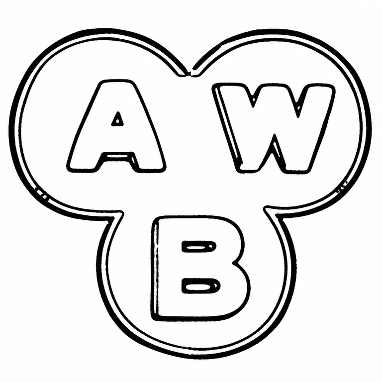Alfred Wathew Butt: Three touching round lobes retain the top-left A, top-right W, and lower B in the same triangular arrangement. line reconstruction.