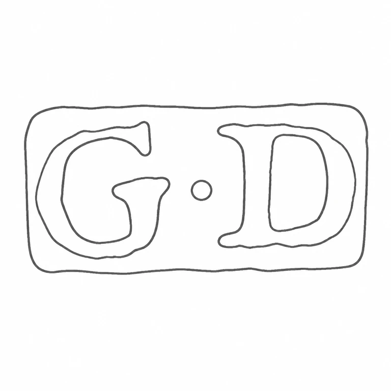 George Day: G.D. and its rounded rectangular punch preserve the observed left-to-right reading; line reconstruction.