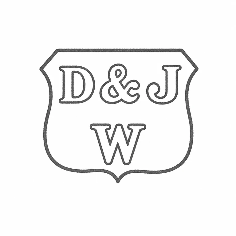 Daniel & John Wellby: Shield-like cartouche, upper row of three characters, and centered lower character are retained with source orientation and arrangement. line reconstruction.