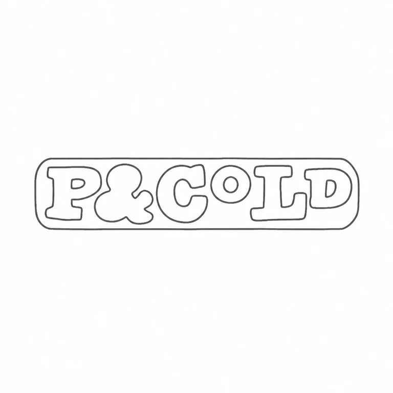 Perry & Co Ltd: The single horizontal P ampersand C o L D inscription and its long rounded rectangular border follow the source arrangement; line reconstruction.