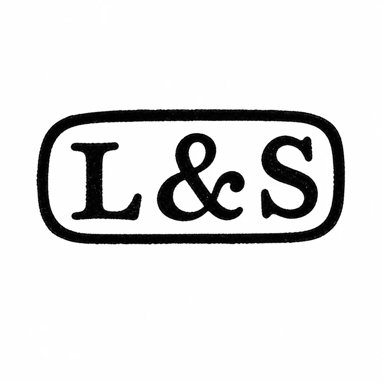 Levi & Salaman: Rounded horizontal cartouche retains the two initials and ampersand in the observed order. line reconstruction.