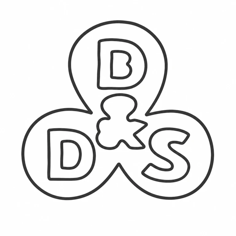 Davis, Duff & Son: Three connected round lobes, the central bow-like join, and one letterform in each lobe are retained in the same top-over-two arrangement. line reconstruction.