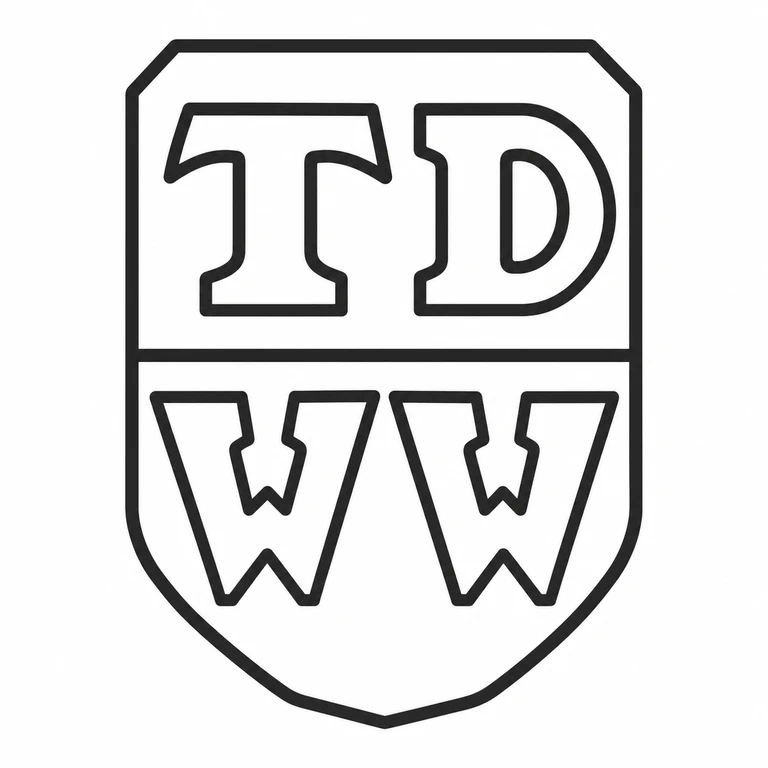 Thomas Devonshire & William Watkins: The shield outline, central horizontal division, two upper initials, and paired lower initials preserve the visible stacked layout. line reconstruction.
