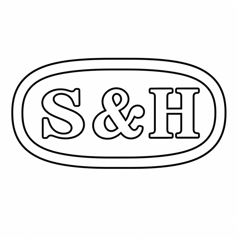 Sanders & Hill: The three characters and ampersand retain their left-to-right order inside the visible double oval border, including the observed interior counters. line reconstruction.