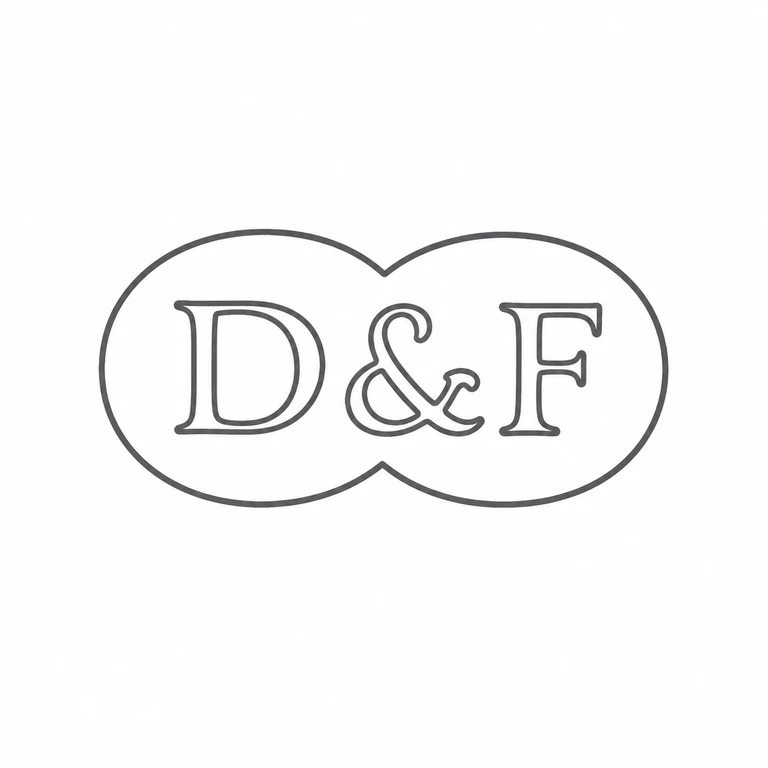 Deakin & Francis Ltd: Double-lobed horizontal cartouche and its three characters are retained in the source order, including the central ampersand. line reconstruction.