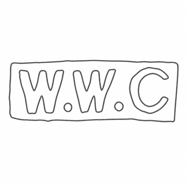 W W C: The drawing retains the visible W.W.C reading order enclosing narrow rectangular punch; line reconstruction.