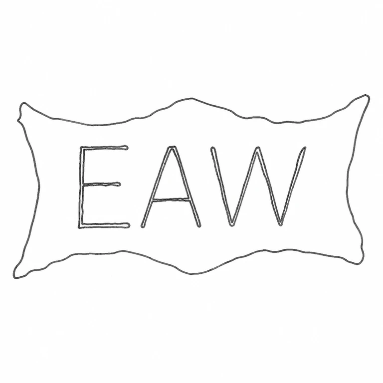 E A W: Tapered, waisted cartouche and EAW lettering are retained source orientation; line reconstruction.