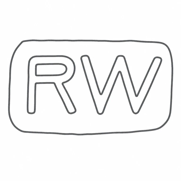 Robert Welch: RW left to right in a single rounded rectangular punch, with no added motifs; line reconstruction.