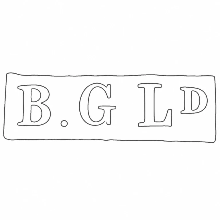 Bromsgrove Guild Ltd: B dot G L D sequence and shallow rectangular cartouche are retained upright; line reconstruction.