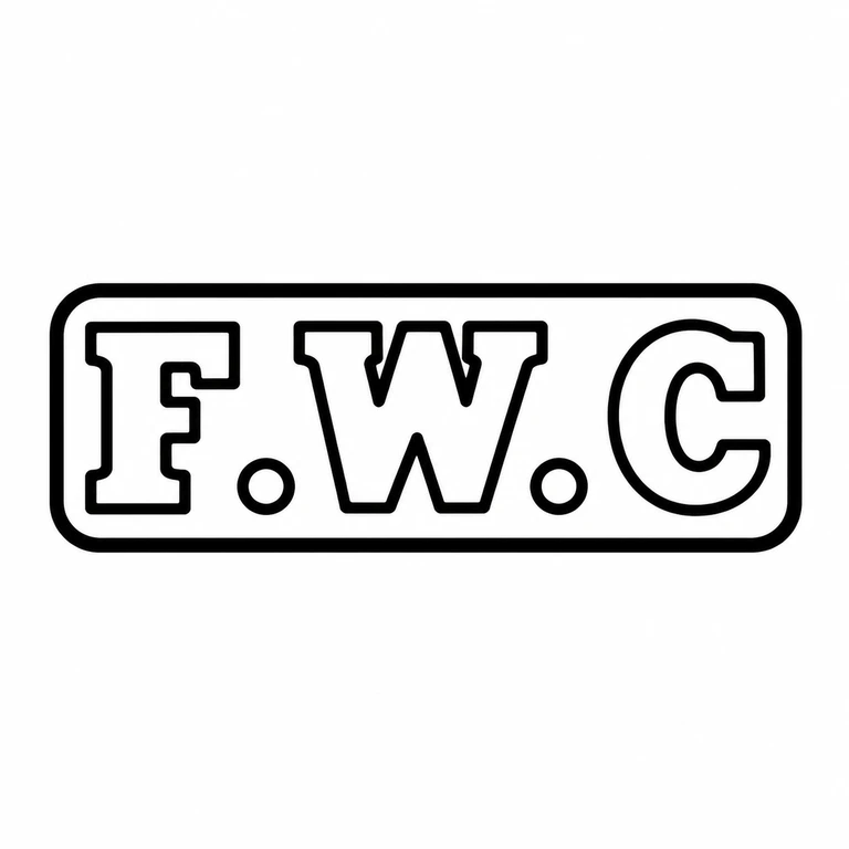 Frank William Cole F W Cole: Long rounded frame, three letters, and two intervening stops retain source reading direction and spacing. line reconstruction.