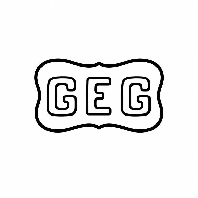 G E G: Three block letters and waisted cartouche retained. line reconstruction.