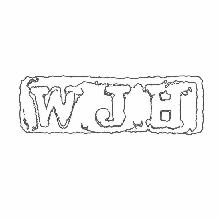William J Holmes William J Holmes Ltd (after c1938): Single bordered horizontal stamp with three visible initials is reconstructed in the source order, including the rectangular enclosure. line reconstruction.
