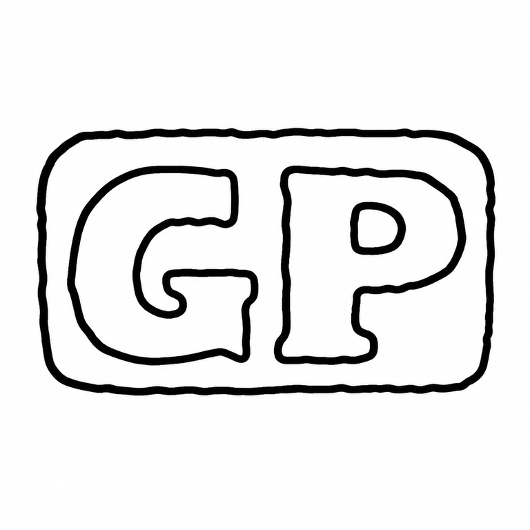 Georg Prag: The two large initials and their shared rounded rectangular cartouche follow the visible left-to-right source arrangement. line reconstruction.