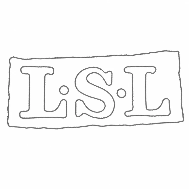 L S L: The L-dot-S-dot-L sequence and rectangular cartouche follow the photographed order; line reconstruction.