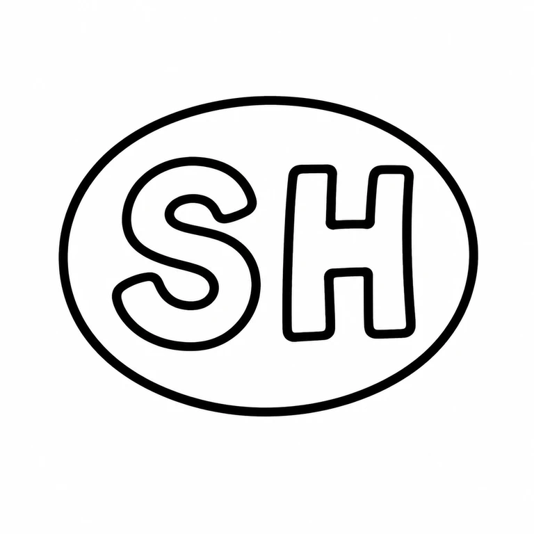 S H: SH is retained in order within the photographed oval enclosure; line reconstruction.