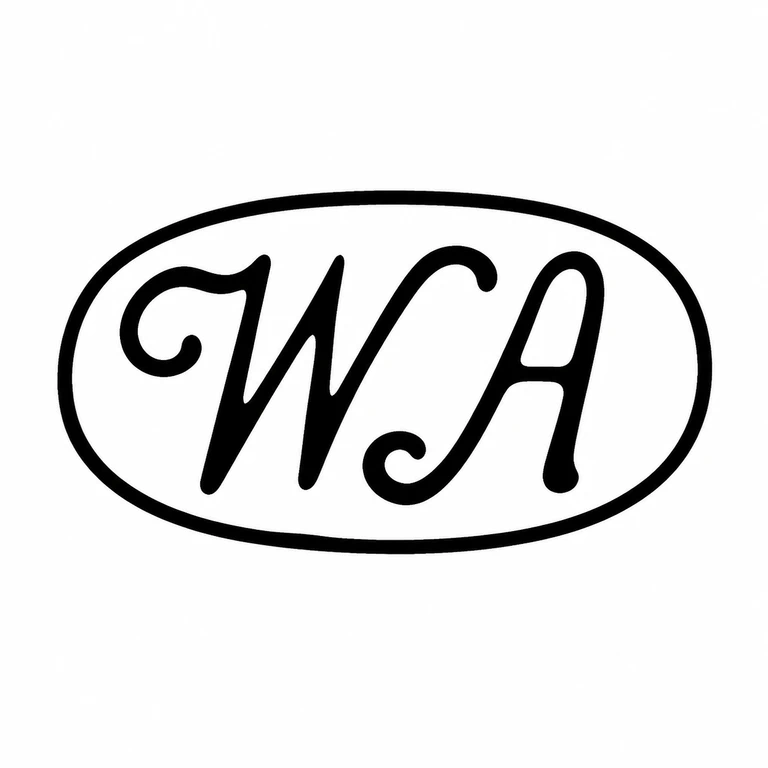 William Allen: The horizontal oval cartouche two connected, script-like initials are retained left to right without added marks; line reconstruction.