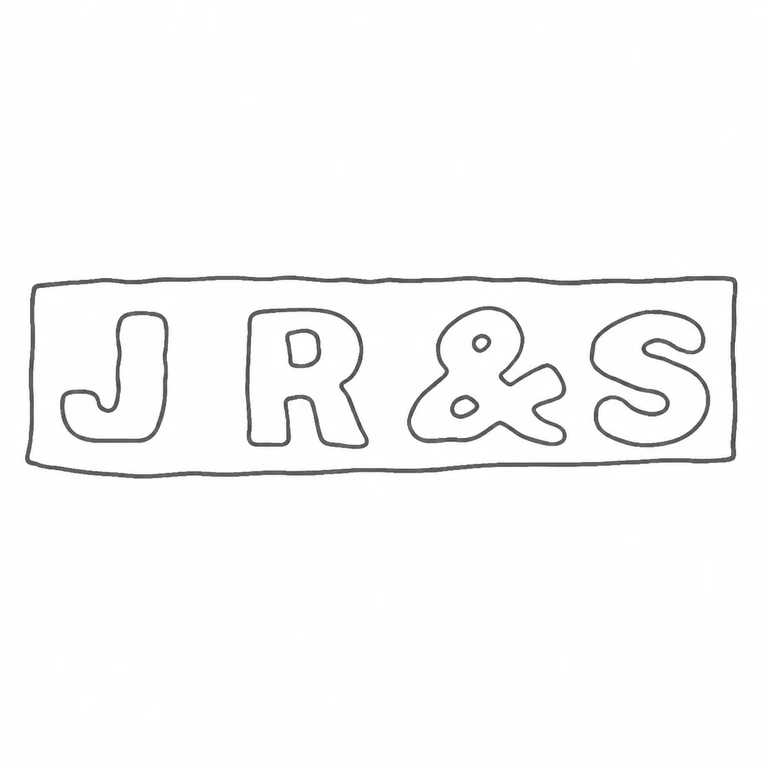 J R & S: JR&S remains left to right inside the plain rectangular punch, including the ampersand; line reconstruction.