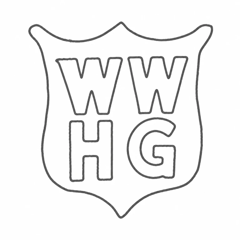 Watson & Gillott (William Watson & Herbert Gillott): The crowned shield outline and its two-by-two letter arrangement are retained, including the high center point, bowed upper edge, inward side shaping, and pointed lower tip. line reconstruction.