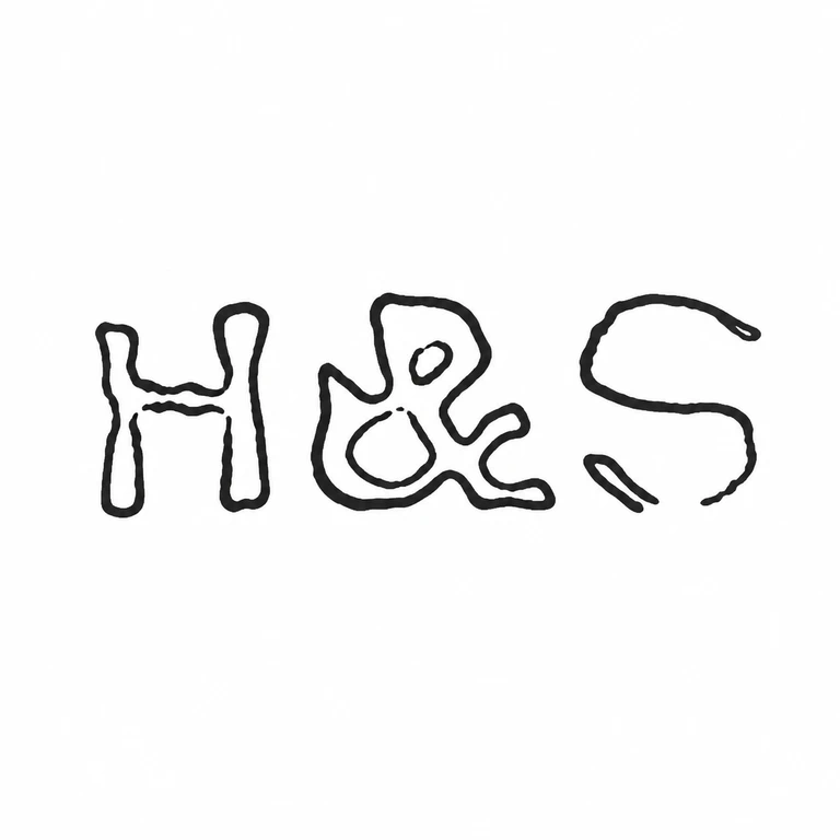 Hart & Sons: The isolated initial, central ampersand, and final initial preserve the source order without adding a cartouche. line reconstruction.