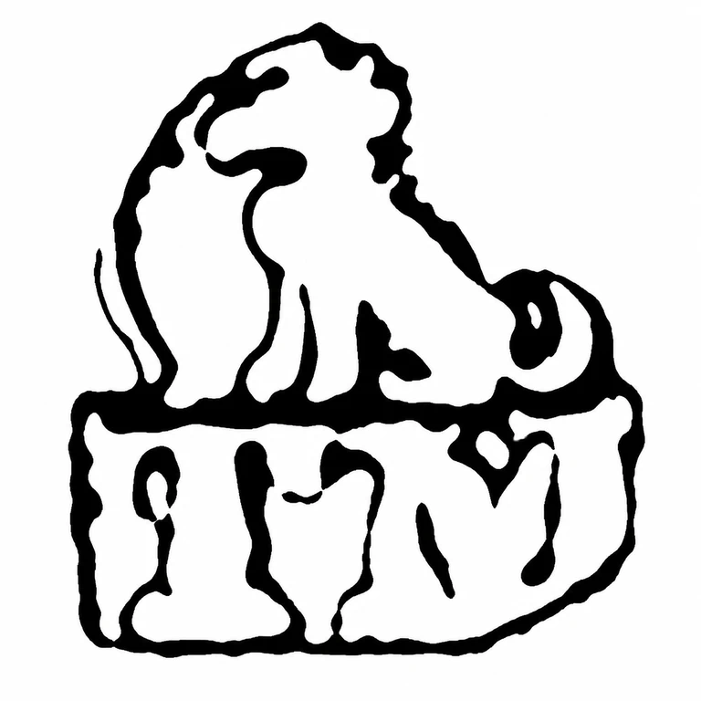 Thomas Morse: The upper animal-like silhouette over the lower two-letter rectangular punch remains upright and retains the source’s overall arrangement. line reconstruction.