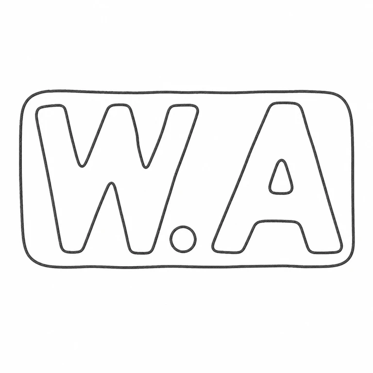William Adams Ltd: The W dot A sequence and rounded rectangular cartouche are retained in original orientation; line reconstruction.