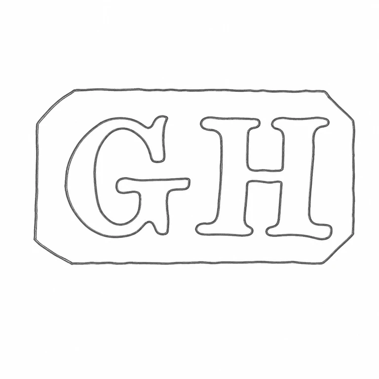 Harrison Brothers & Howson (George Howson): G H single chamfered rectangular punch in the source's reading direction; line reconstruction.