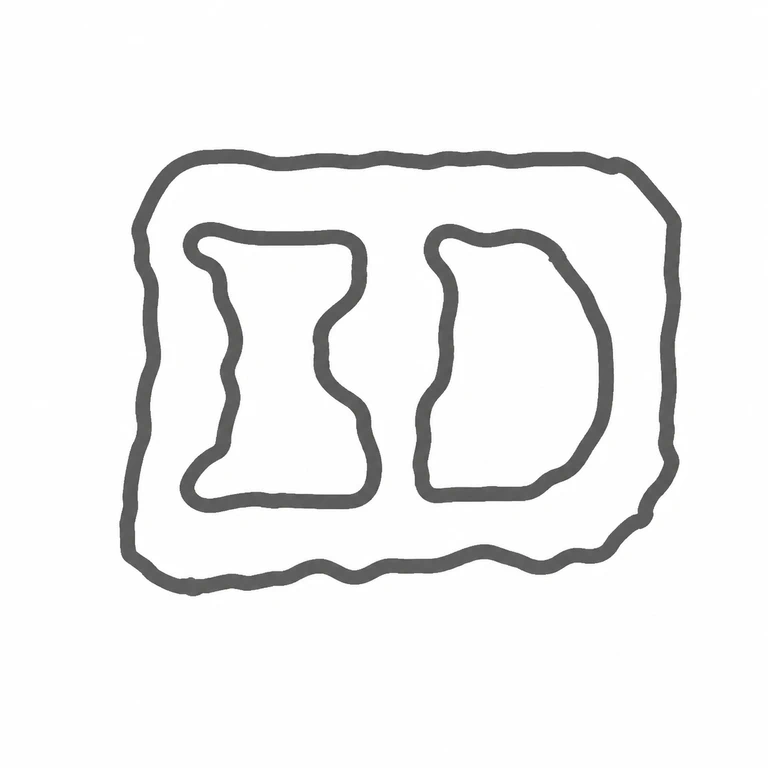 Calipe, Dettmer & Co: The two initials and their single rectangular enclosing punch remain in the original left-to-right arrangement. line reconstruction.