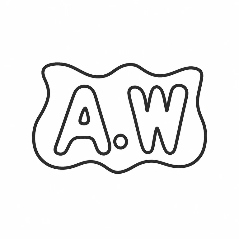 A Wilcox: The wavy-edged cartouche, two initials, and centered separating point are retained upright with matching order. line reconstruction.
