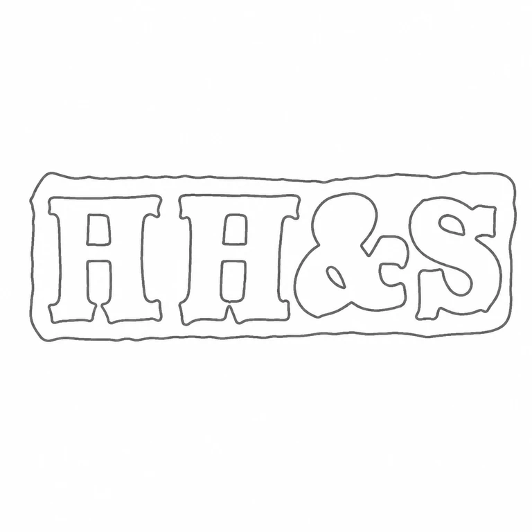 Henry Hobson & Sons: HH&S lettering enclosing horizontal rounded stamp border; line reconstruction.