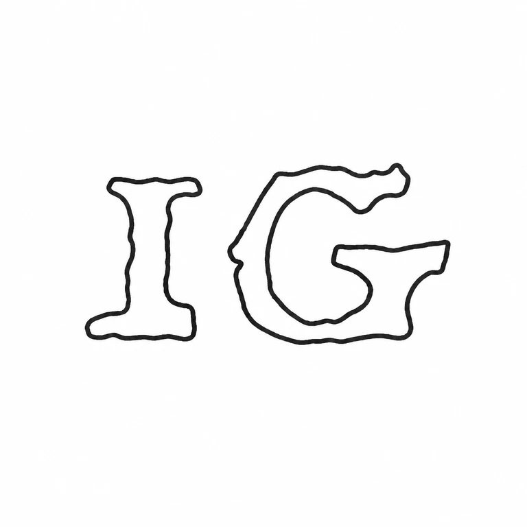 Mark reading The two visible initials retain their left-to-right separation second initial's irregular source-supported outer silhouette; line reconstruction