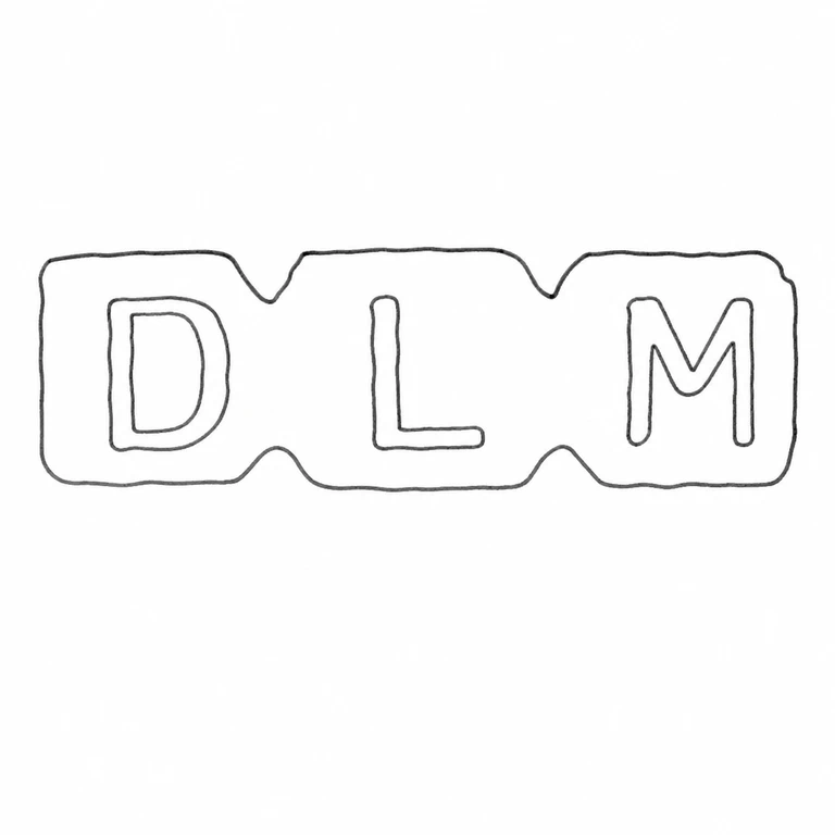 D L M: Three connected D, L, M punch compartments and their upright left-to-right order are retained; line reconstruction.