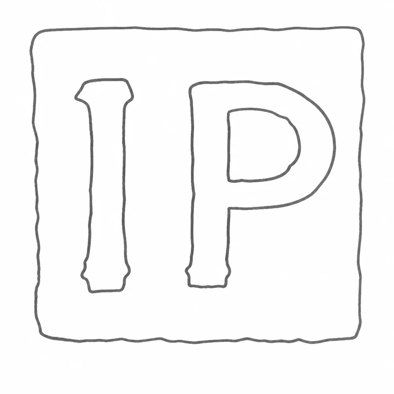 Ian Powsey: Upright IP lettering and rectangular punch boundary are retained; line reconstruction.