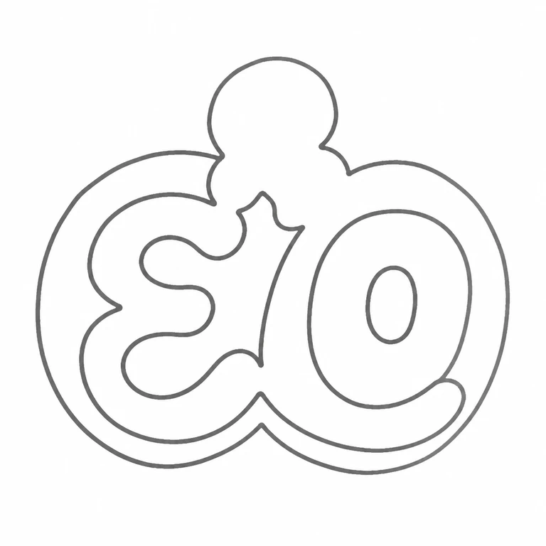 Elkington & Co Ltd: The drawing retains the compact linked monogram geometry, central joining form, and paired circular end form without adding a border not present in the source crop. line reconstruction.