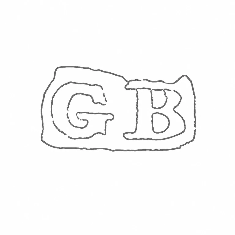 George Bower: The two visible initials and their shared low rectangular enclosure are retained in source order with a line-only treatment. line reconstruction.