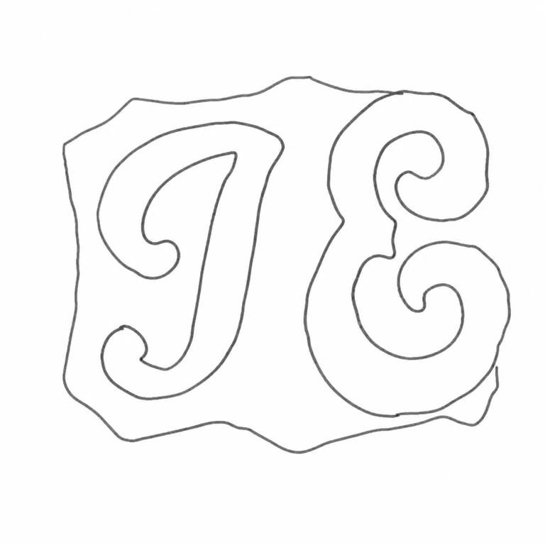 John Eckford (or Eckfourd): The ornate J E pair and scalloped/irregular punch silhouette retain the visible source arrangement without texture; line reconstruction.