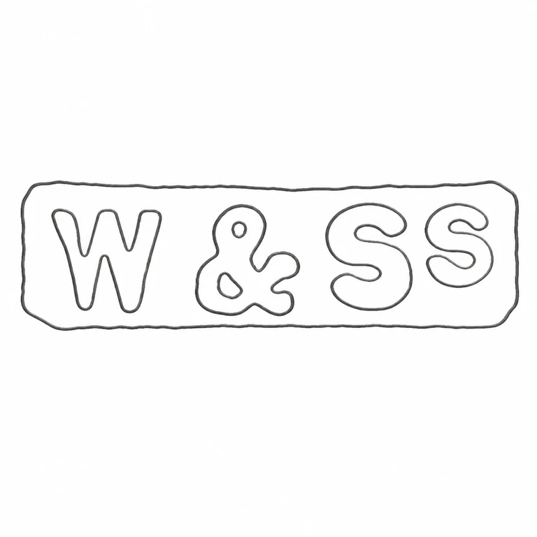 S Ward & Sons: The left-to-right W, ampersand, S, S arrangement single elongated cartouche are retained; line reconstruction.
