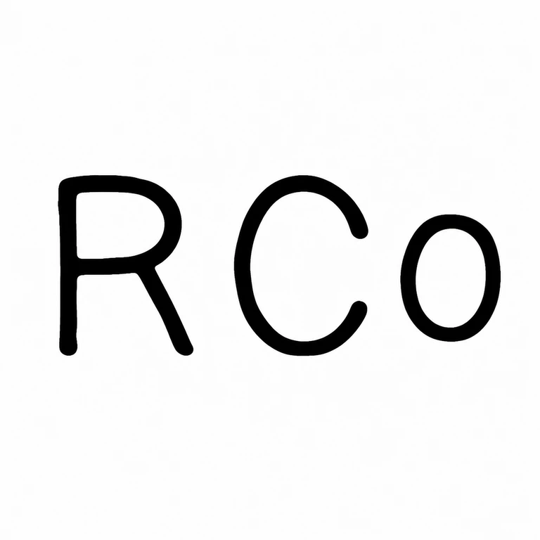 R Co: The three visible characters R, C, and O are retained left to right without an invented surround; line reconstruction.